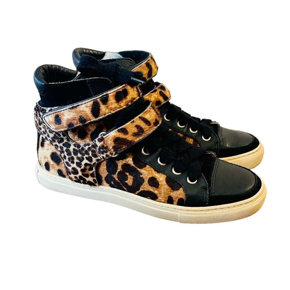 Maje High Top Leopard Print Sneakers